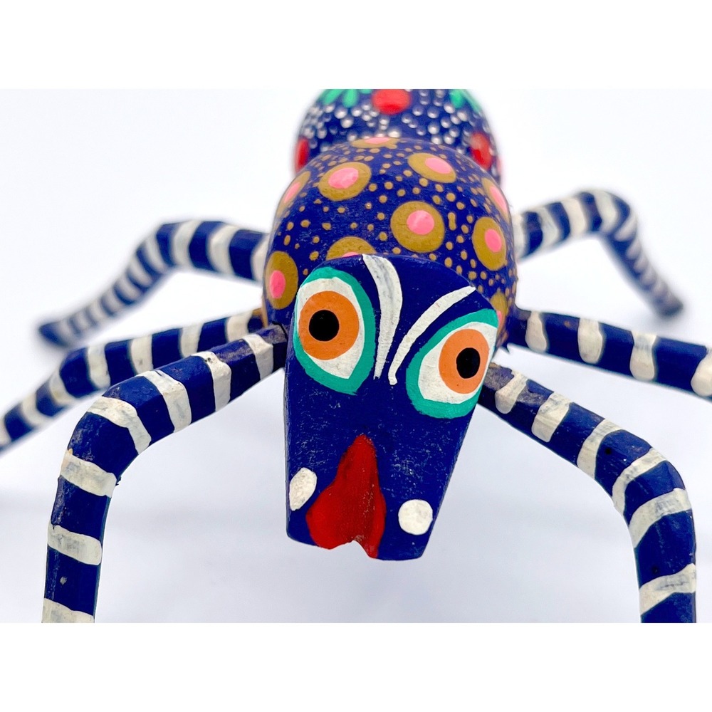 Oaxacan‎ Alebrije Folk Art Wood Carving Spider Signed Mexico Colorful Tilcajete